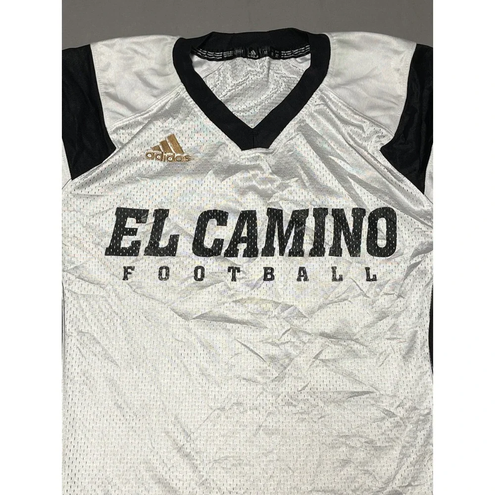 Adidas El Camino Football Jersey Mens Medium White Black Mesh Athletic Shirt